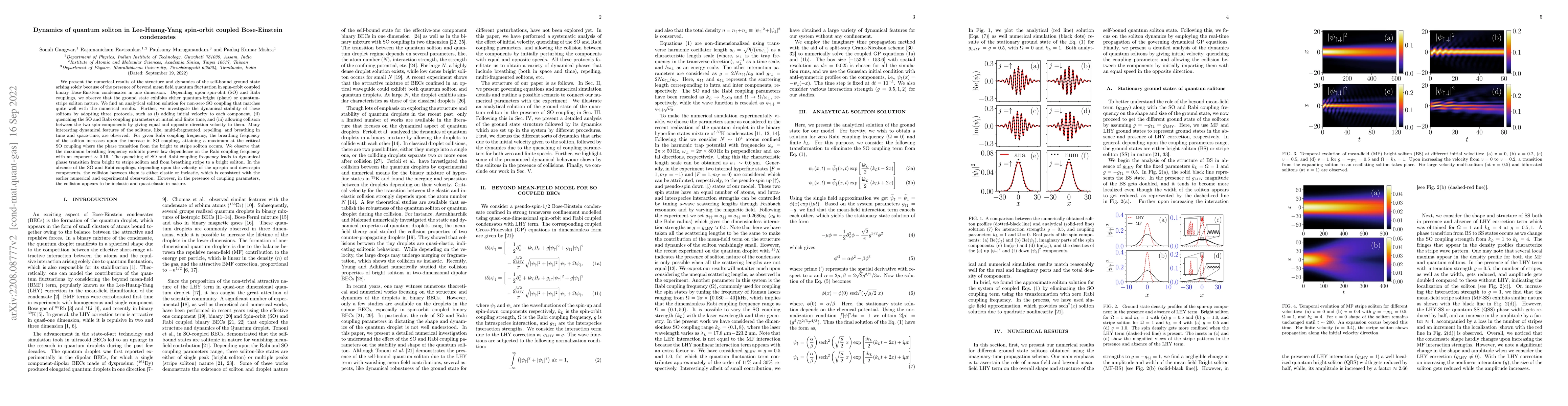 Thumbnail for Dynamics of quantum soliton in Lee-Huang-Yang spin-orbit coupled
  Bose-Einstein condensates