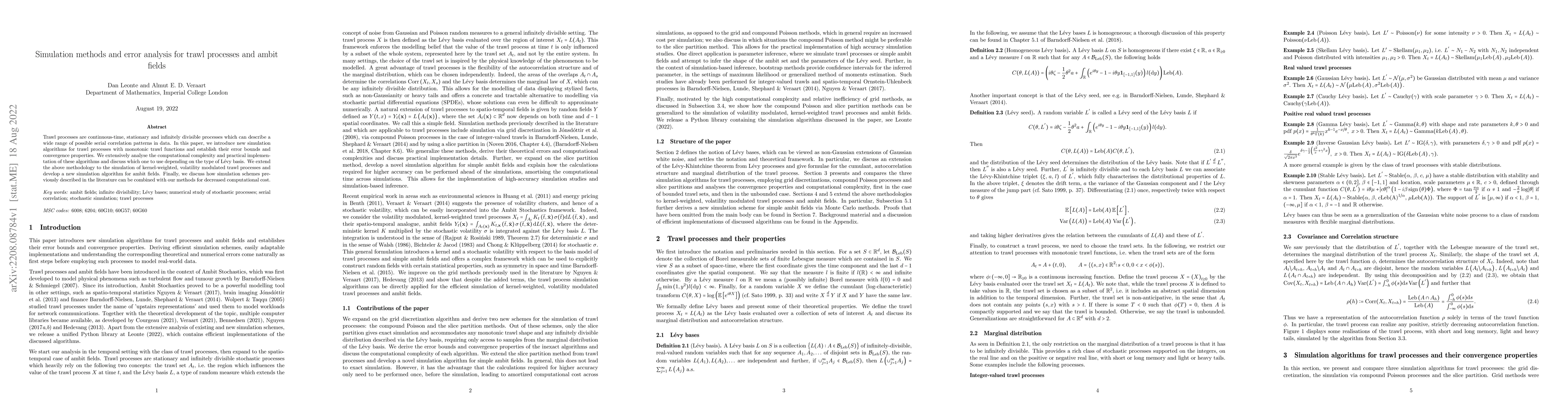 Thumbnail for Simulation methods and error analysis for trawl processes and ambit
  fields