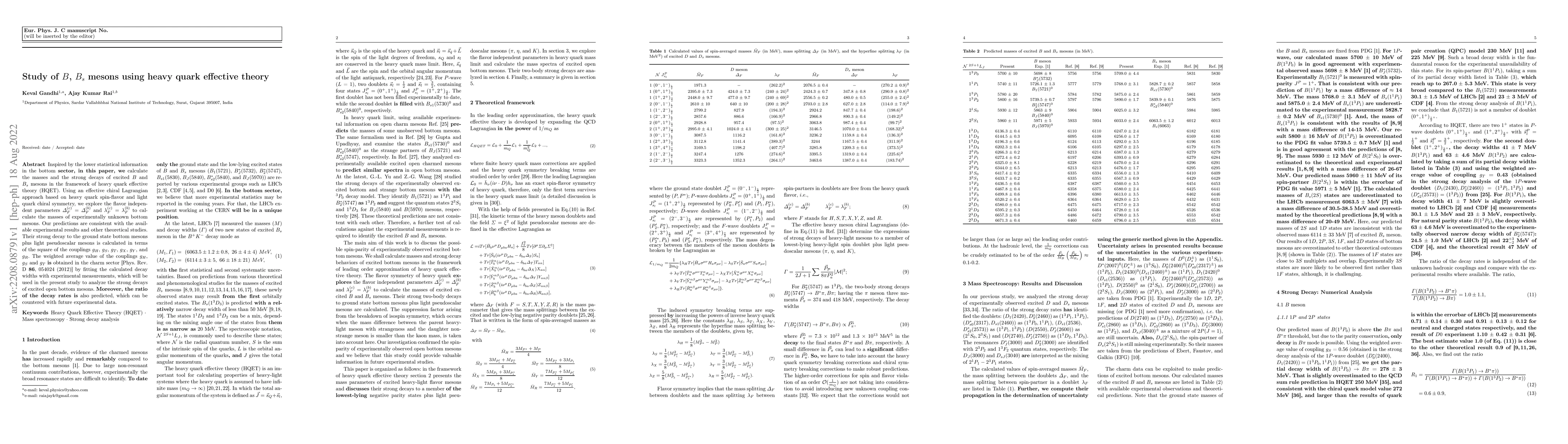 Thumbnail for Study of B, Bs mesons using heavy quark effective theory