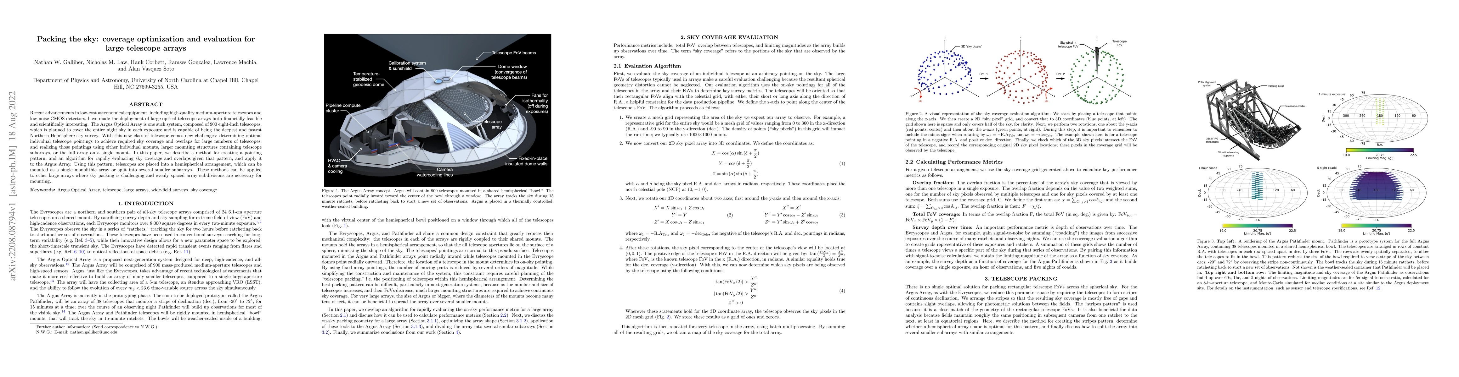 Thumbnail for Packing the sky: coverage optimization and evaluation for large
  telescope arrays