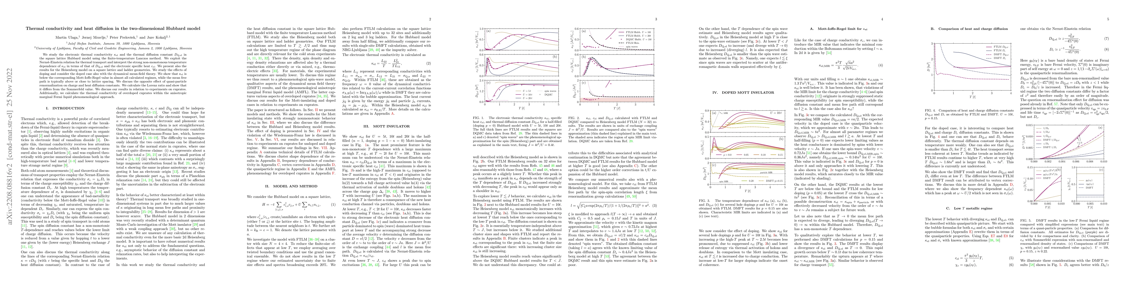 Thumbnail for Thermal conductivity and heat diffusion in the two-dimensional Hubbard
  model