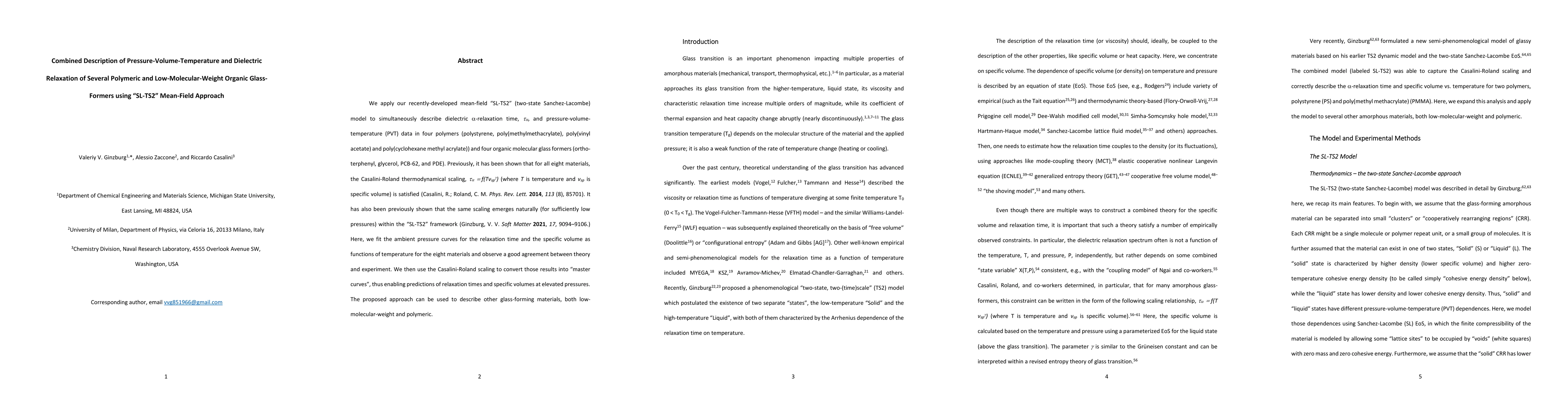 Thumbnail for Combined Description of Pressure-Volume-Temperature and Dielectric
  Relaxation of Several Polymeric and Low-Molecular-Weight Organic
  Glass-Formers using 'SL-TS2' Mean-Field Approach