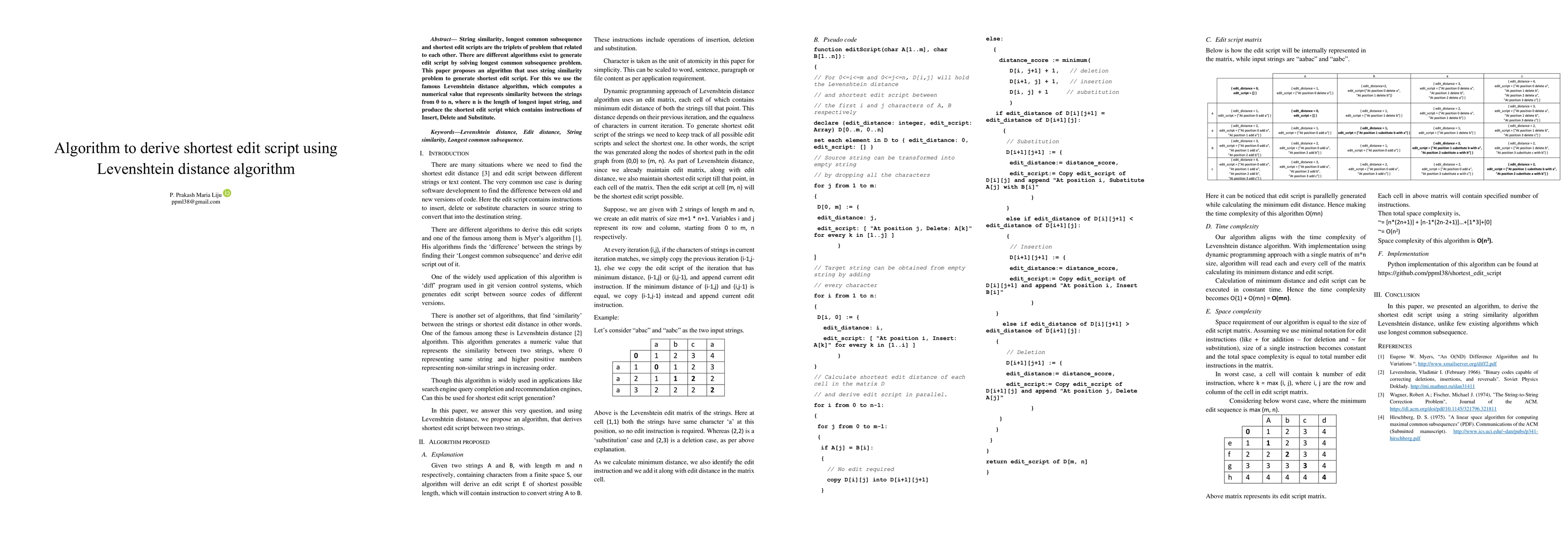Thumbnail for Algorithm to derive shortest edit script using Levenshtein distance
  algorithm