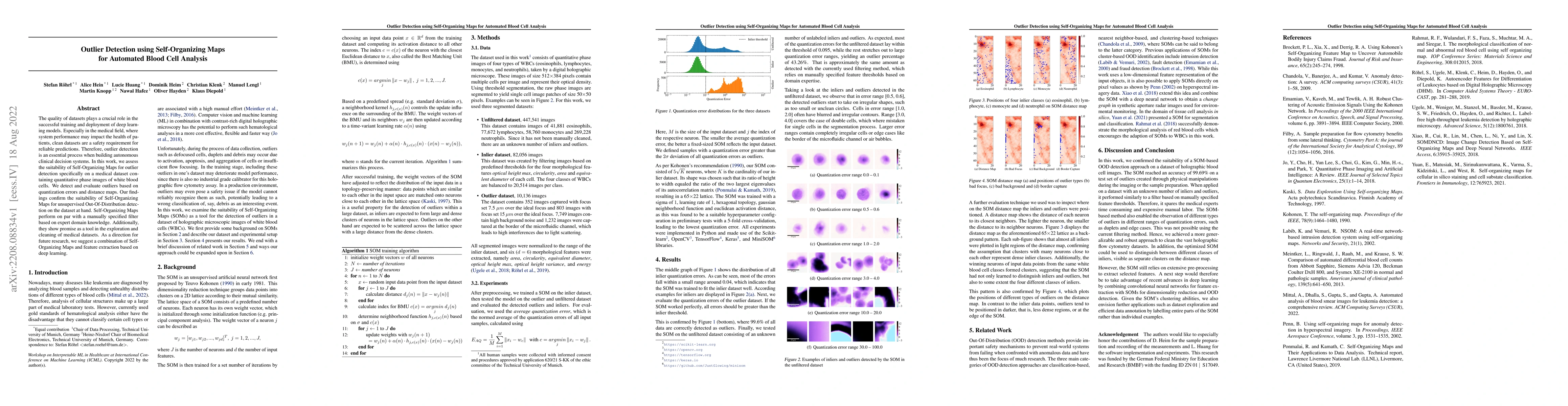 Thumbnail for Outlier Detection using Self-Organizing Maps for Automated Blood Cell
  Analysis