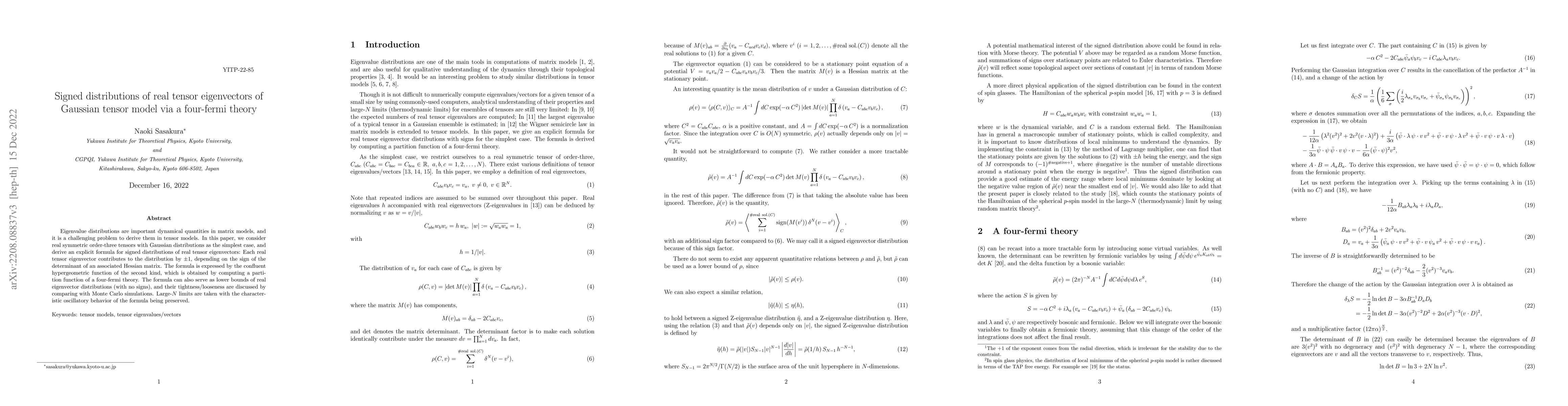 Thumbnail for Signed distributions of real tensor eigenvectors of Gaussian tensor
  model via a four-fermi theory