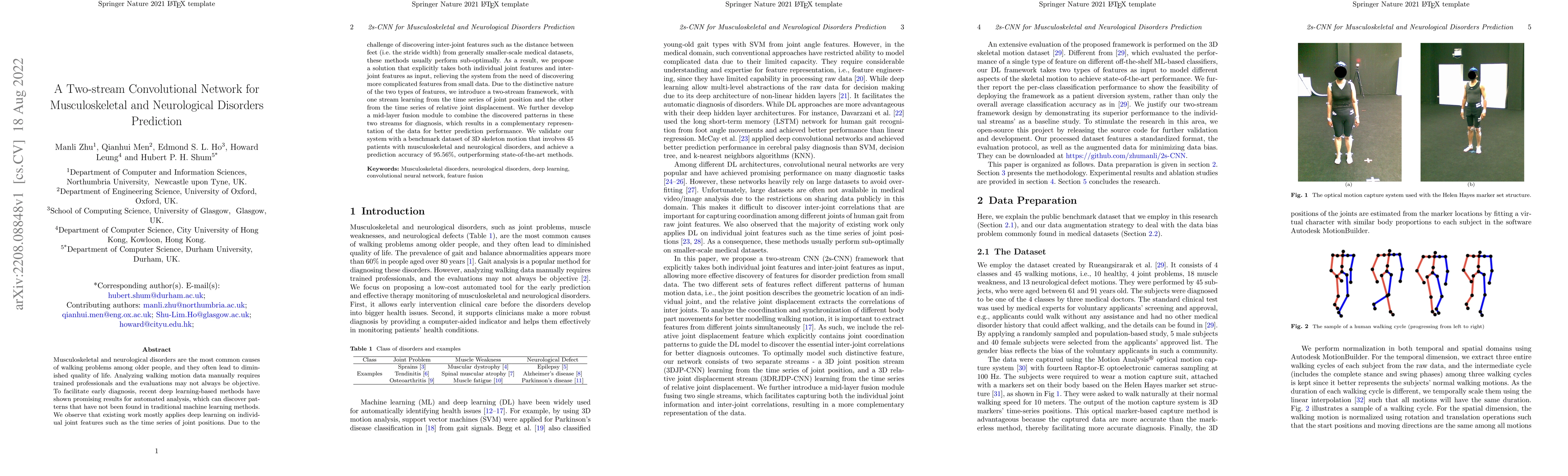 Thumbnail for A Two-stream Convolutional Network for Musculoskeletal and Neurological
  Disorders Prediction