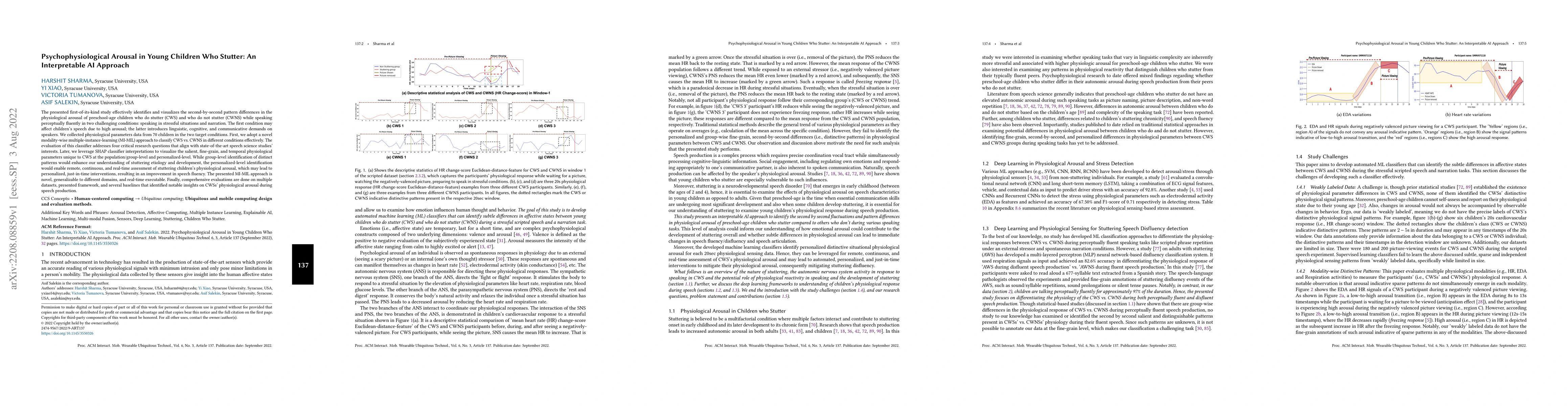Thumbnail for Psychophysiological Arousal in Young Children Who Stutter: An
  Interpretable AI Approach