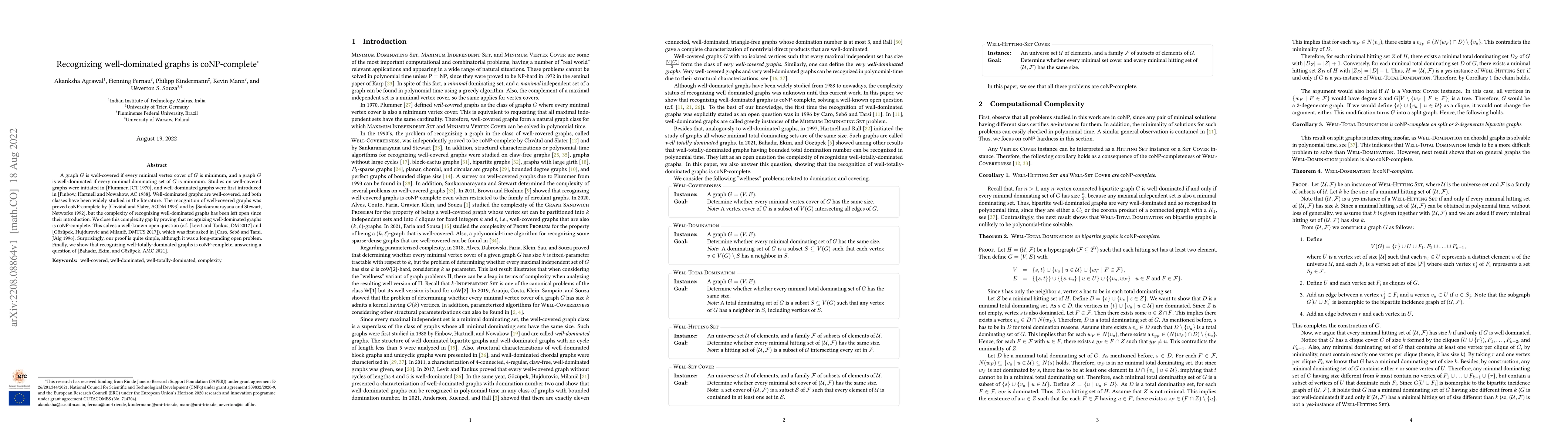 Thumbnail for Recognizing well-dominated graphs is coNP-complete