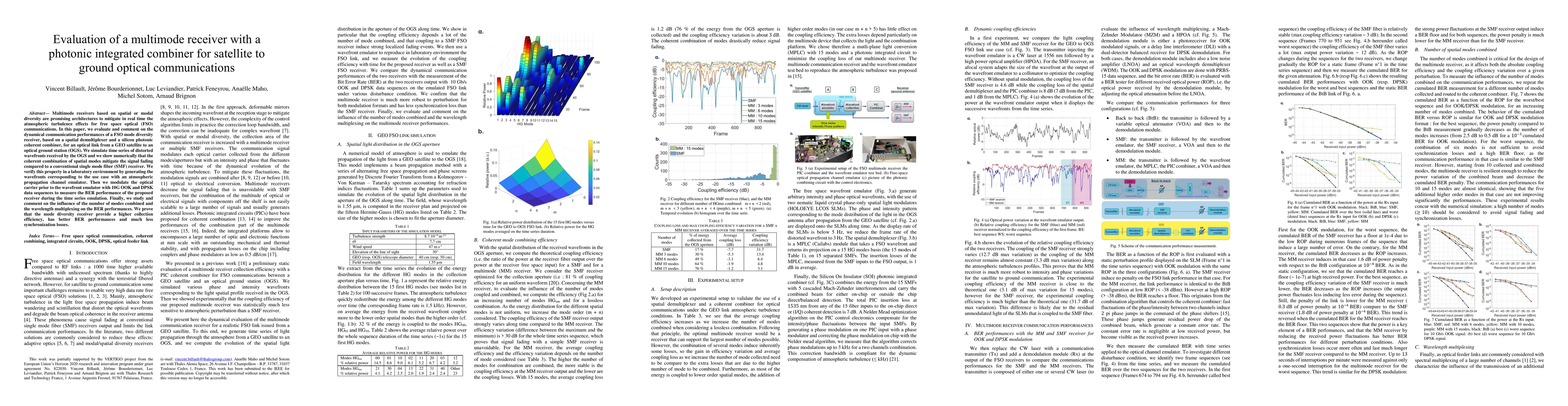 Thumbnail for Evaluation of a multimode receiver with a photonic integrated combiner
  for satellite to ground optical communications