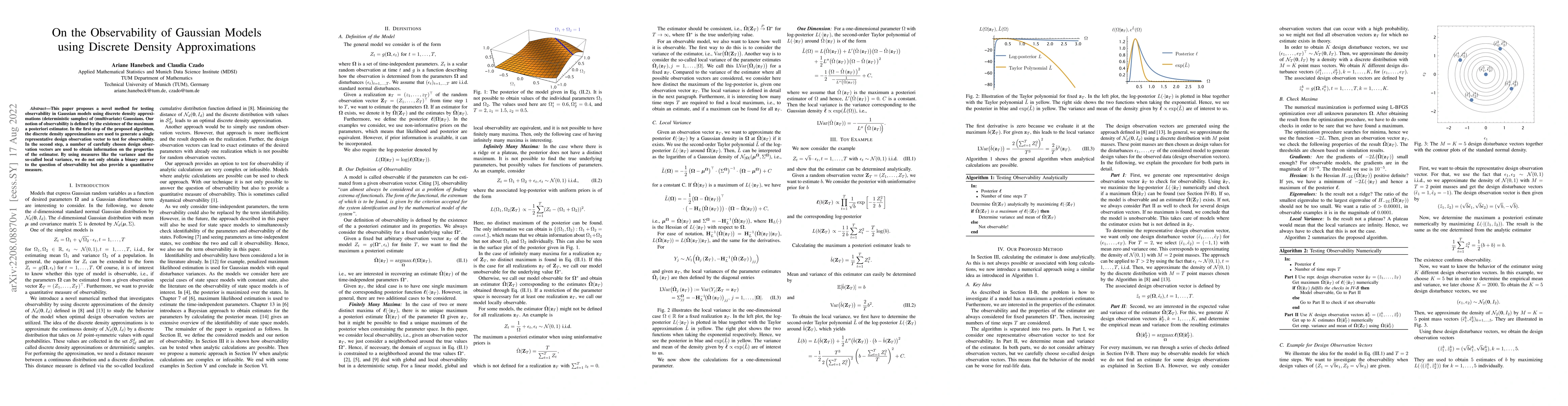 Thumbnail for On the Observability of Gaussian Models using Discrete Density
  Approximations
