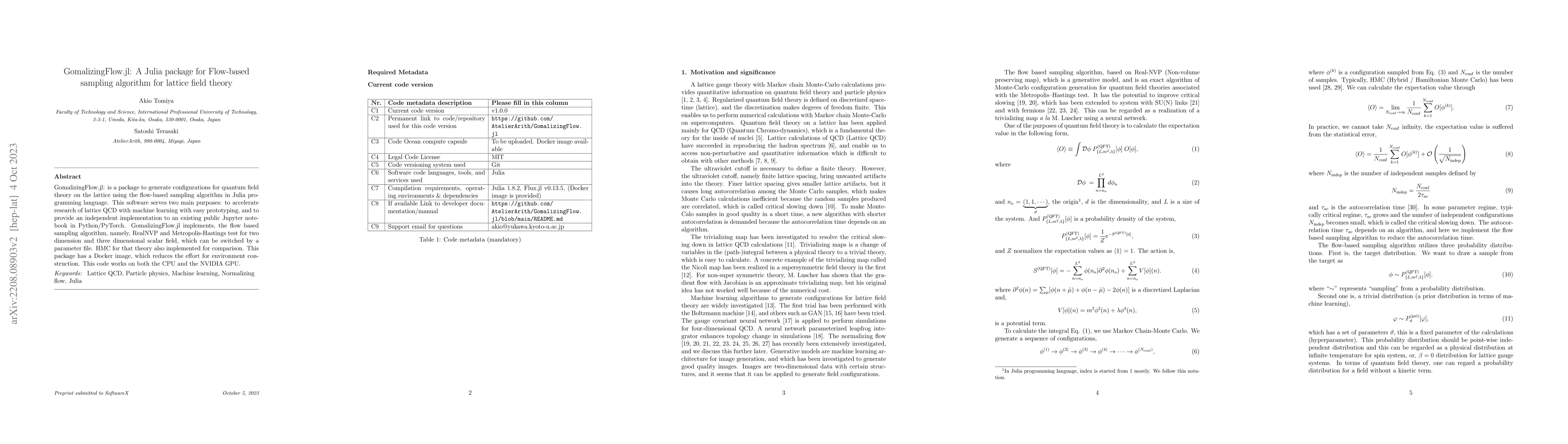 Thumbnail for GomalizingFlow.jl: A Julia package for Flow-based sampling algorithm for
  lattice field theory