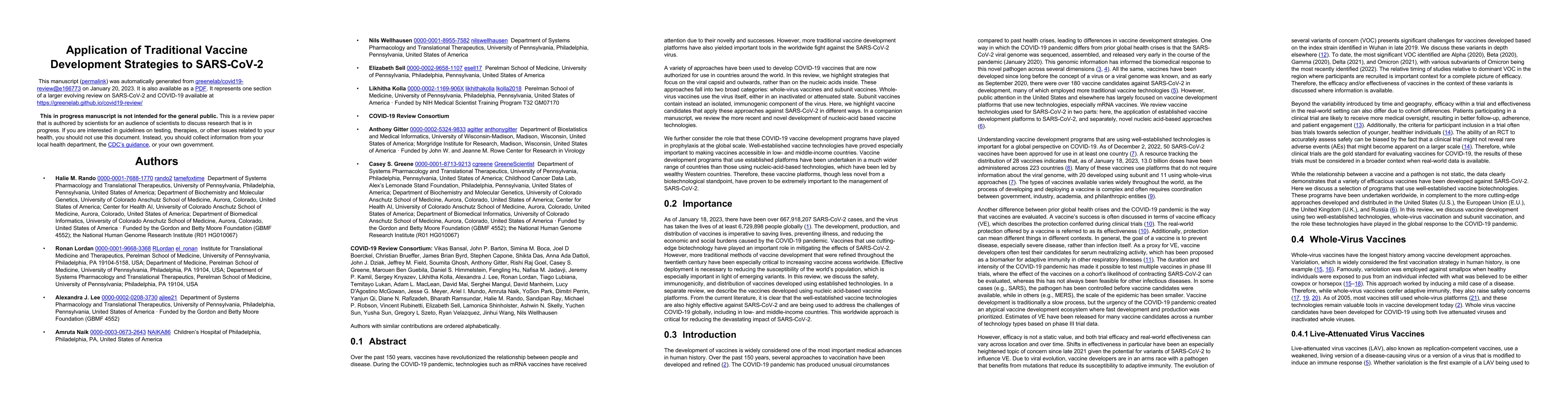 Thumbnail for Application of Traditional Vaccine Development Strategies to SARS-CoV-2