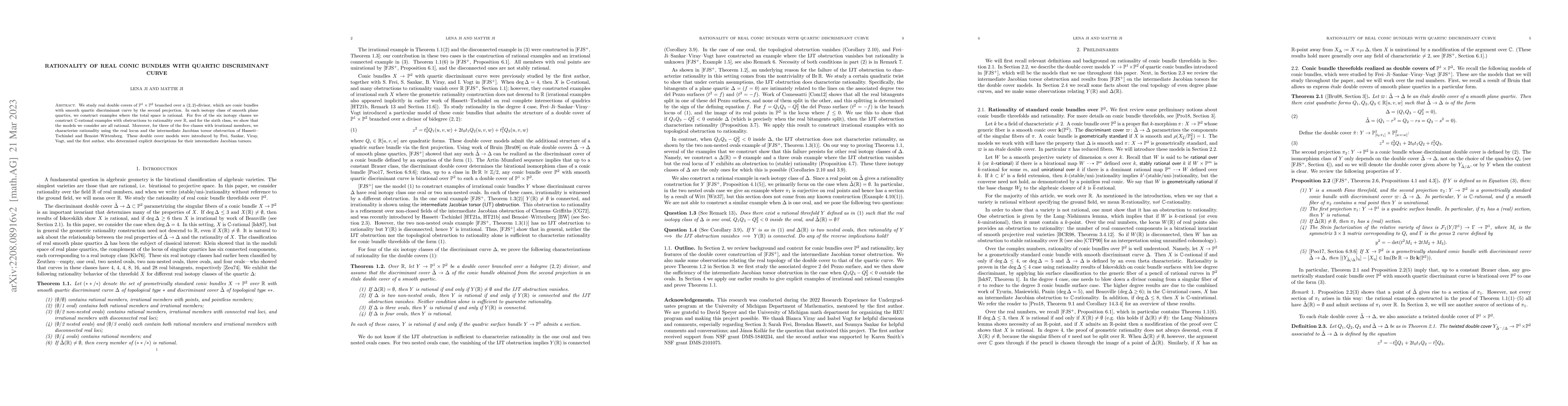Thumbnail for Rationality of real conic bundles with quartic discriminant curve