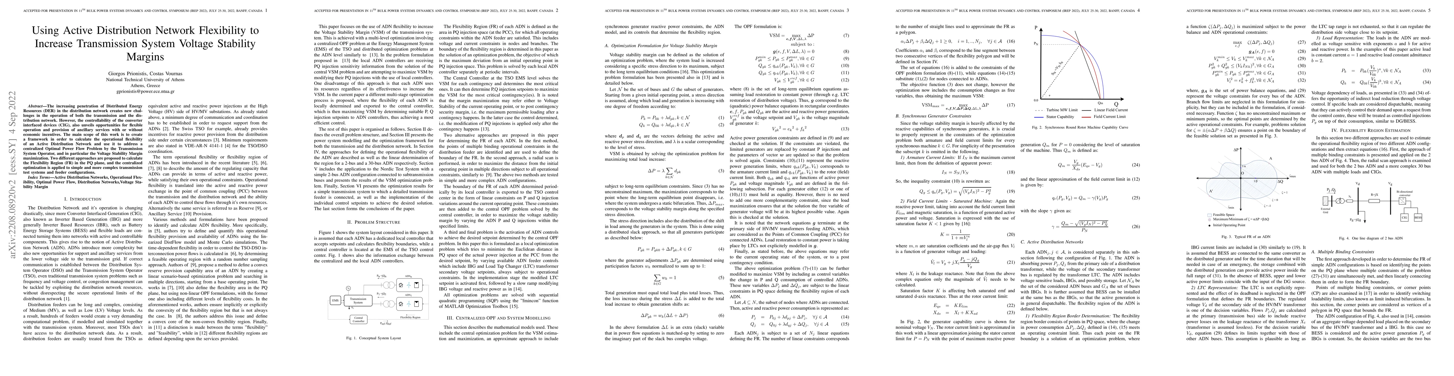 Thumbnail for Using Active Distribution Network Flexibility to Increase Transmission
  System Voltage Stability Margins