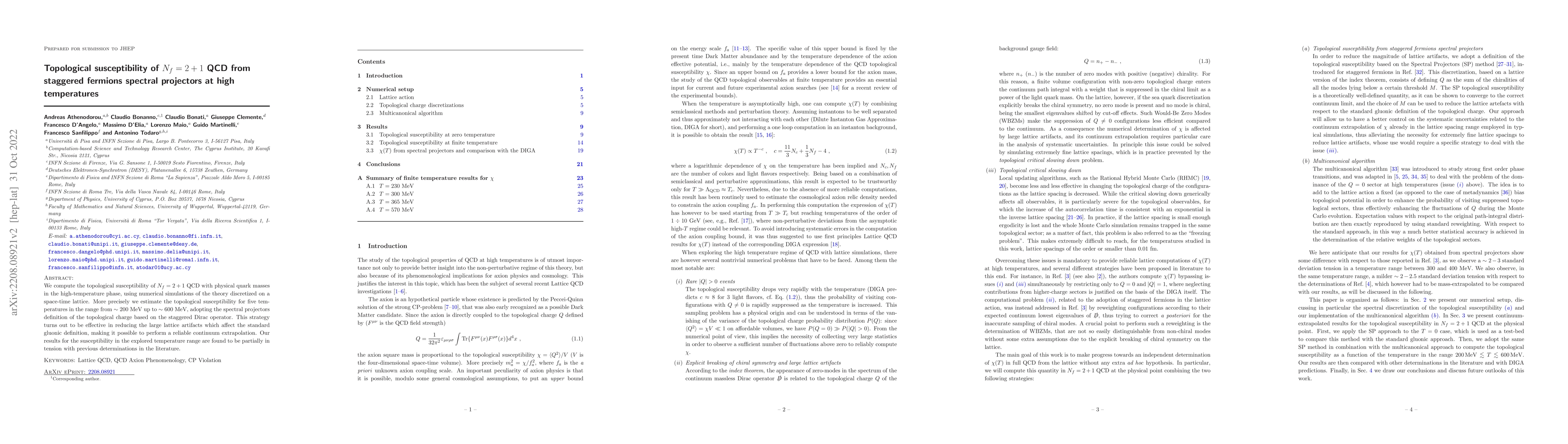 Thumbnail for Topological susceptibility of $N_f=2+1$ QCD from staggered fermions
  spectral projectors at high temperatures