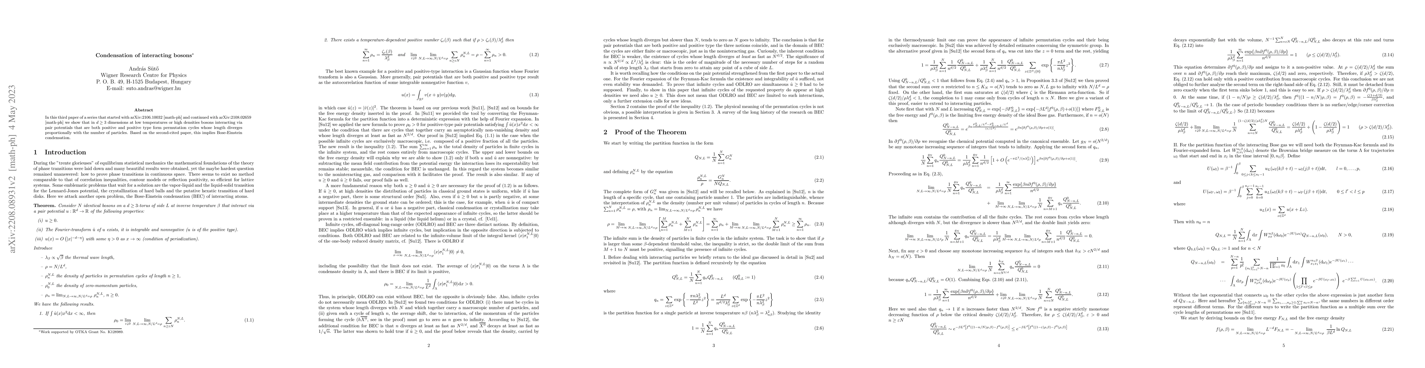 Thumbnail for Condensation of interacting bosons