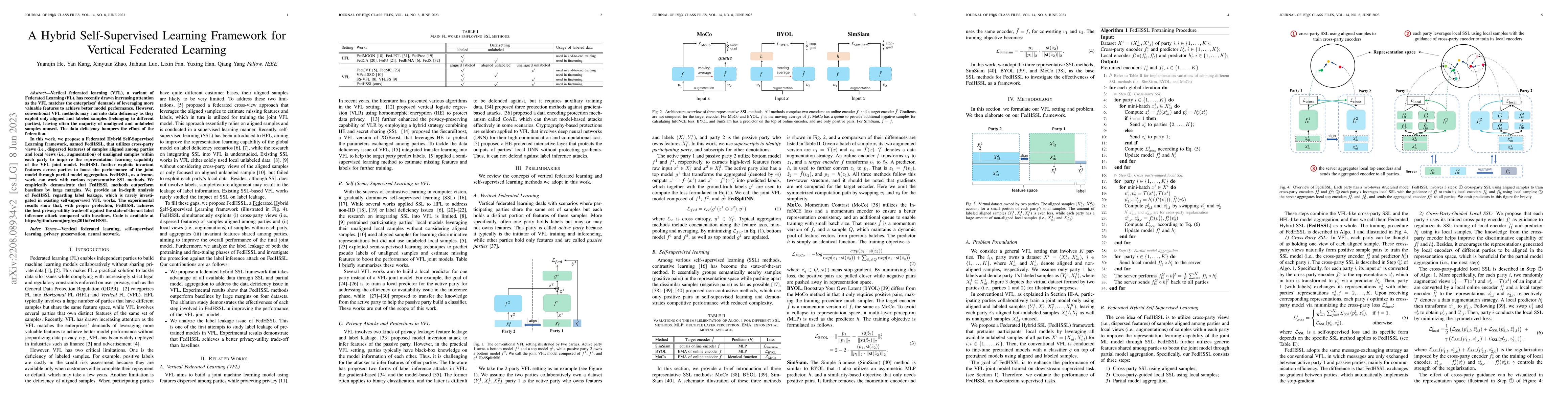 Thumbnail for A Hybrid Self-Supervised Learning Framework for Vertical Federated
  Learning