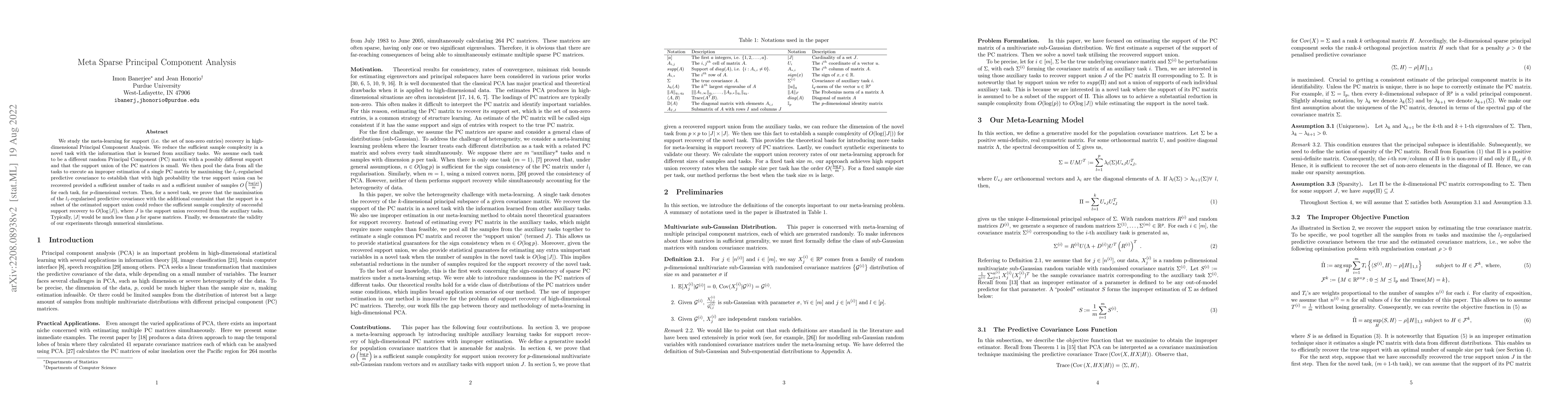 Thumbnail for Meta Sparse Principal Component Analysis