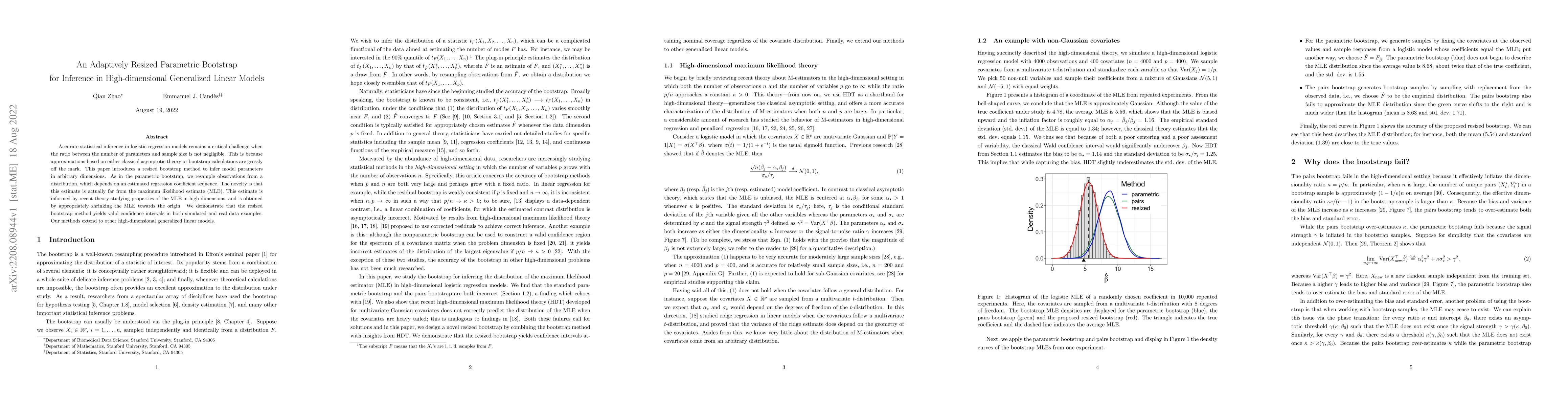 Thumbnail for An Adaptively Resized Parametric Bootstrap for Inference in
  High-dimensional Generalized Linear Models