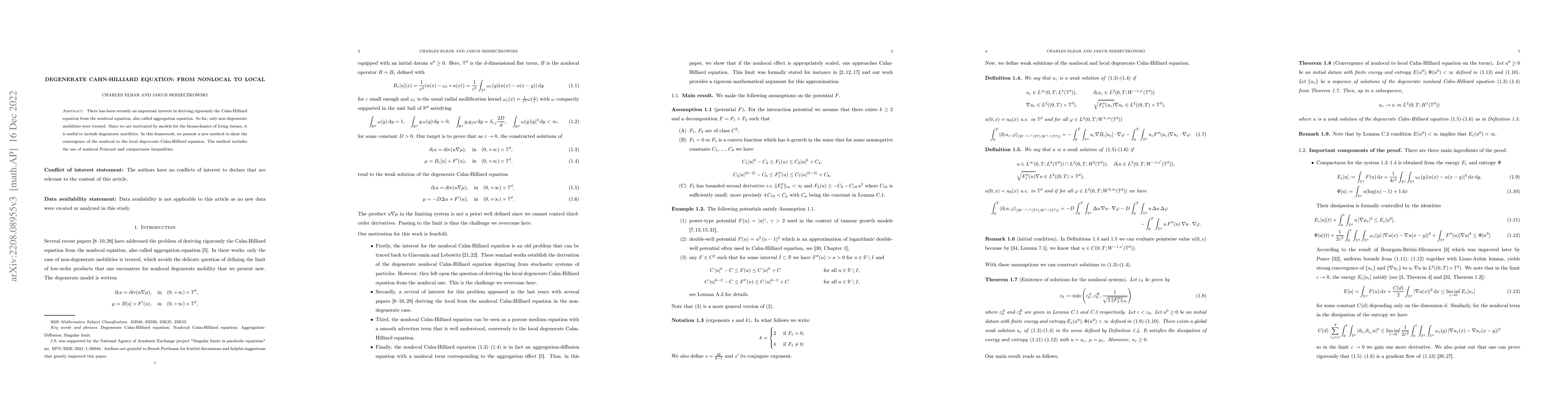 Thumbnail for Degenerate Cahn-Hilliard equation: From nonlocal to local