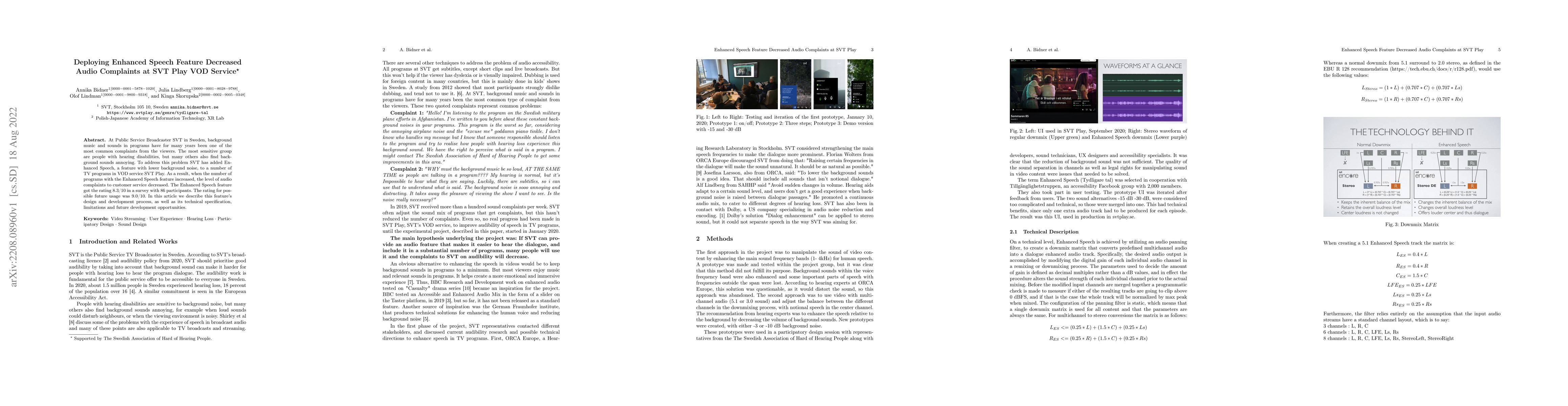 Thumbnail for Deploying Enhanced Speech Feature Decreased Audio Complaints at SVT Play
  VOD Service