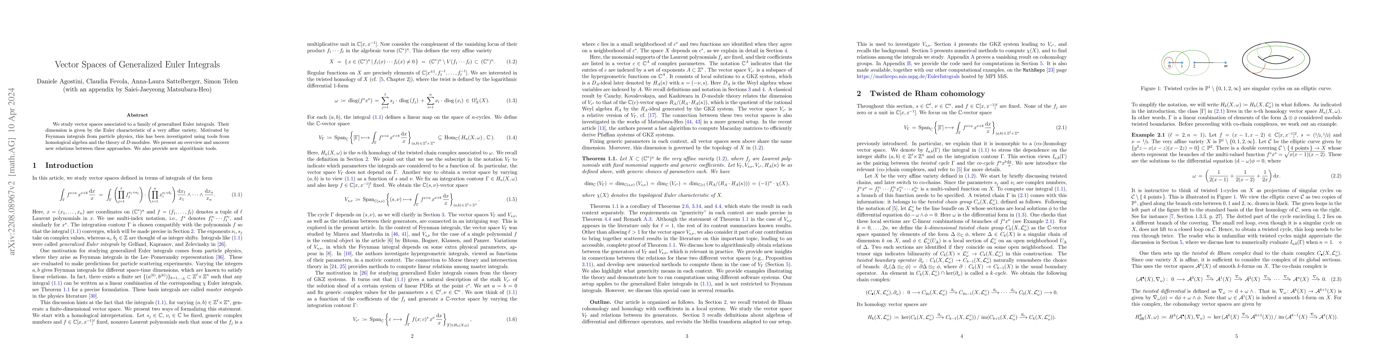 Thumbnail for Vector Spaces of Generalized Euler Integrals