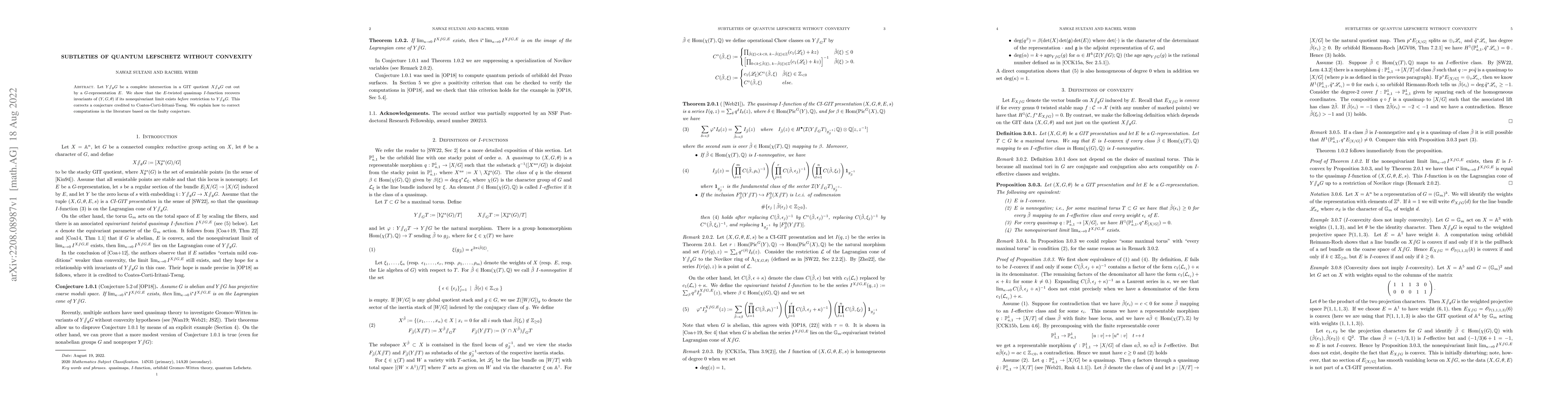 Thumbnail for Subtleties of Quantum Lefshetz without Convexity