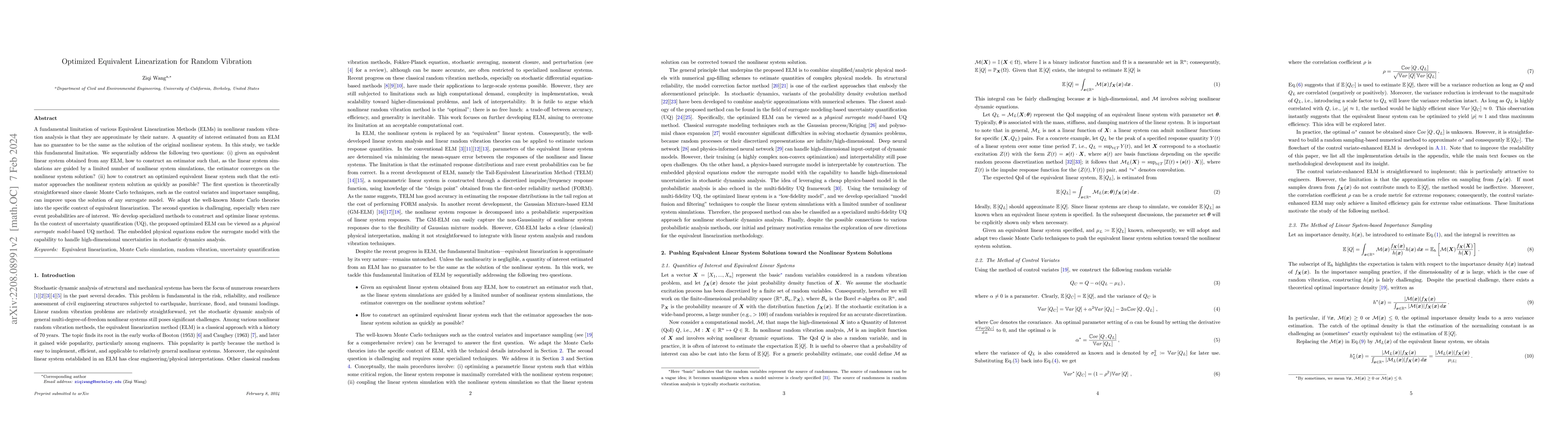 Thumbnail for Optimized Equivalent Linearization for Random Vibration