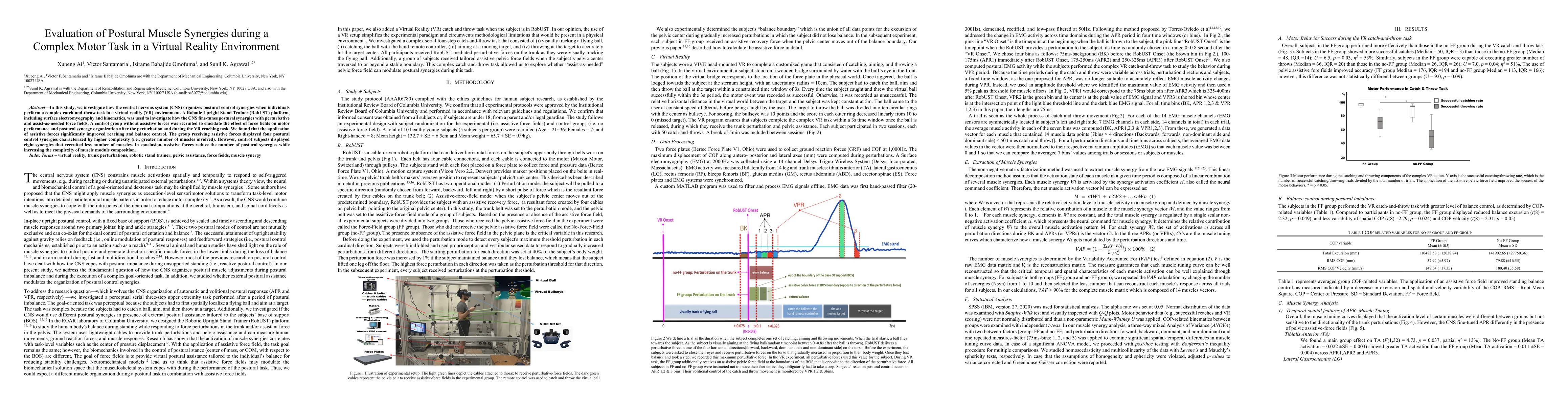 Thumbnail for Evaluation of Postural Muscle Synergies during a Complex Motor Task in a
  Virtual Reality Environment