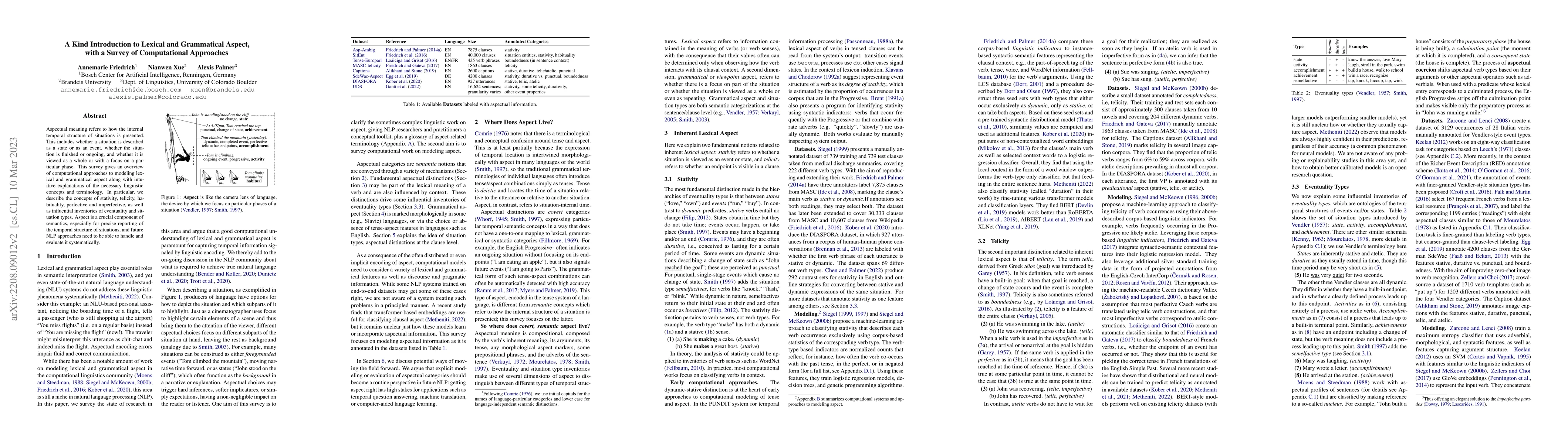 Thumbnail for A Kind Introduction to Lexical and Grammatical Aspect, with a Survey of
  Computational Approaches