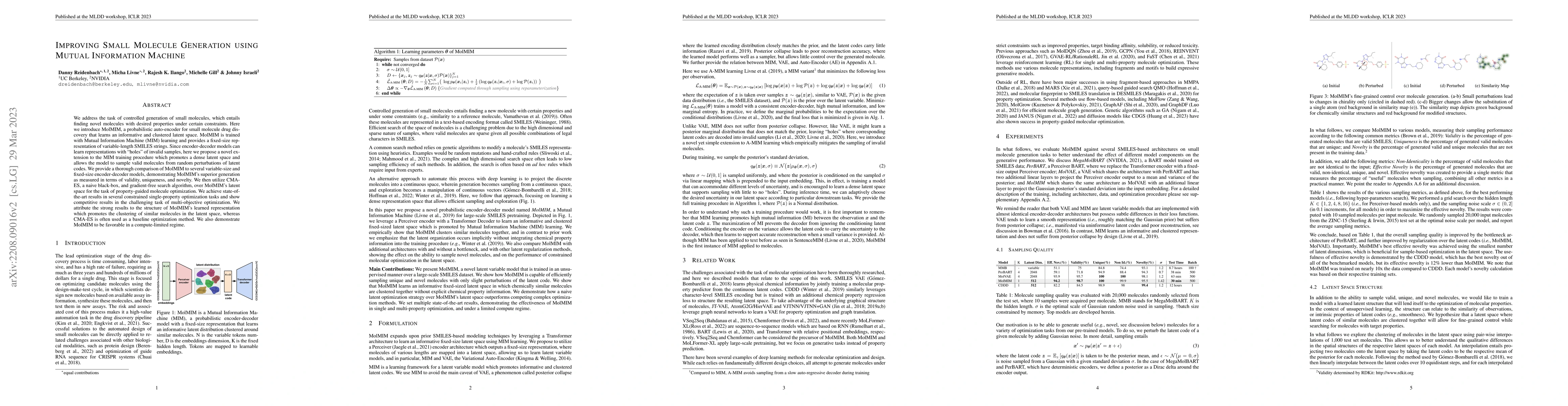 Thumbnail for Improving Small Molecule Generation using Mutual Information Machine