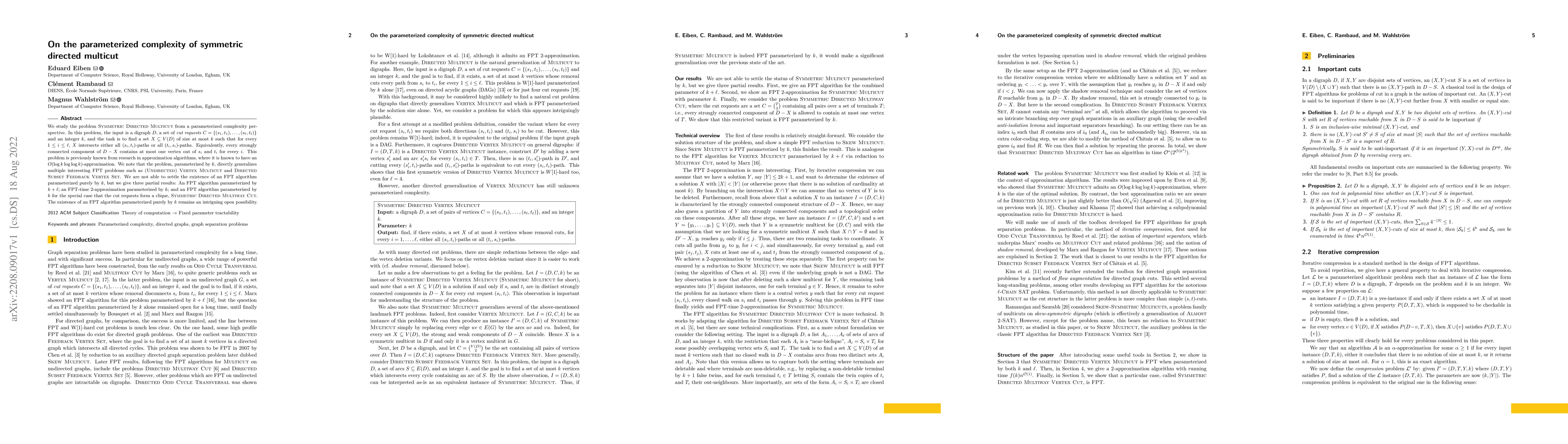 Thumbnail for On the parameterized complexity of symmetric directed multicut