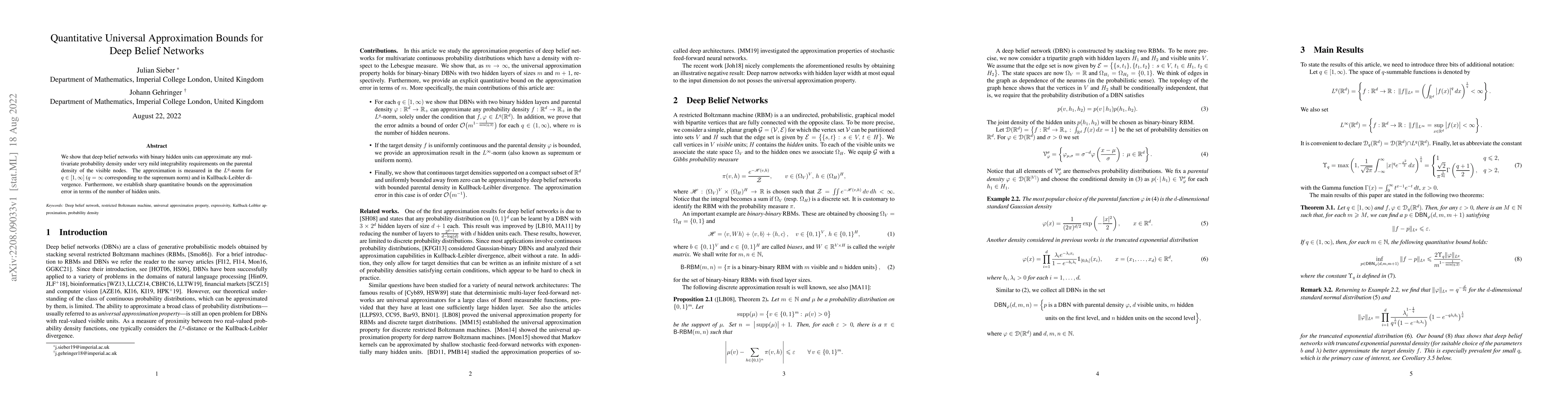 Thumbnail for Quantitative Universal Approximation Bounds for Deep Belief Networks