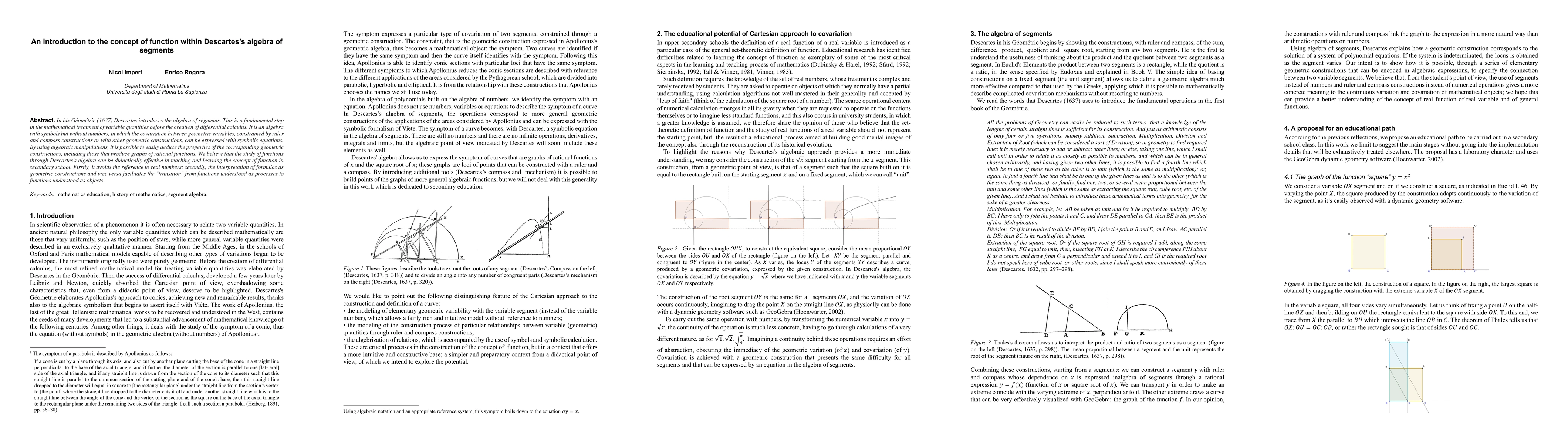 Thumbnail for An introduction to the concept of function within Descartes's algebra of
  segments