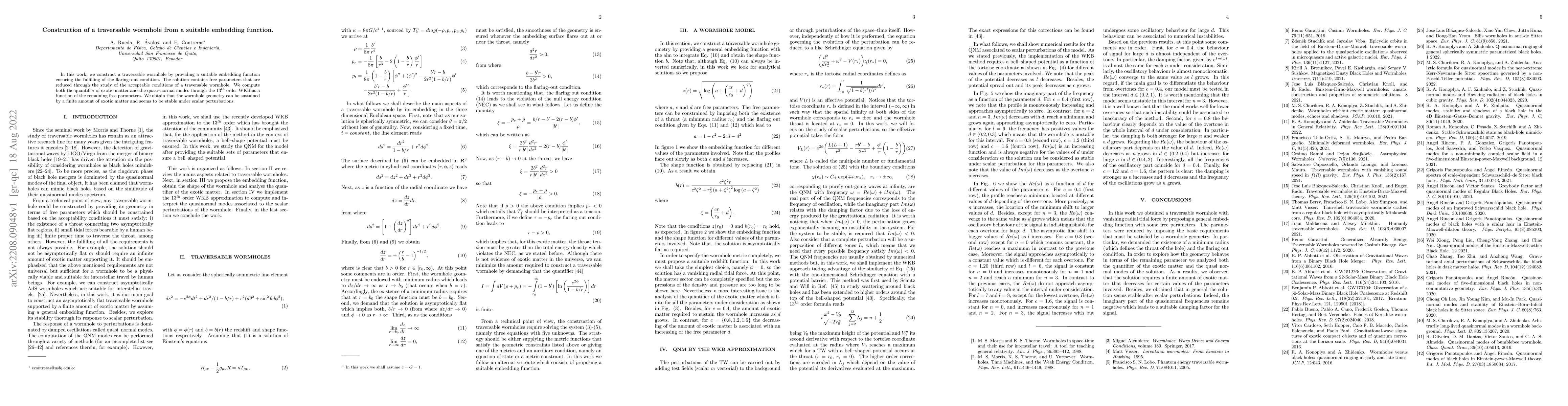 Thumbnail for Construction of a traversable wormhole from a suitable embedding
  function