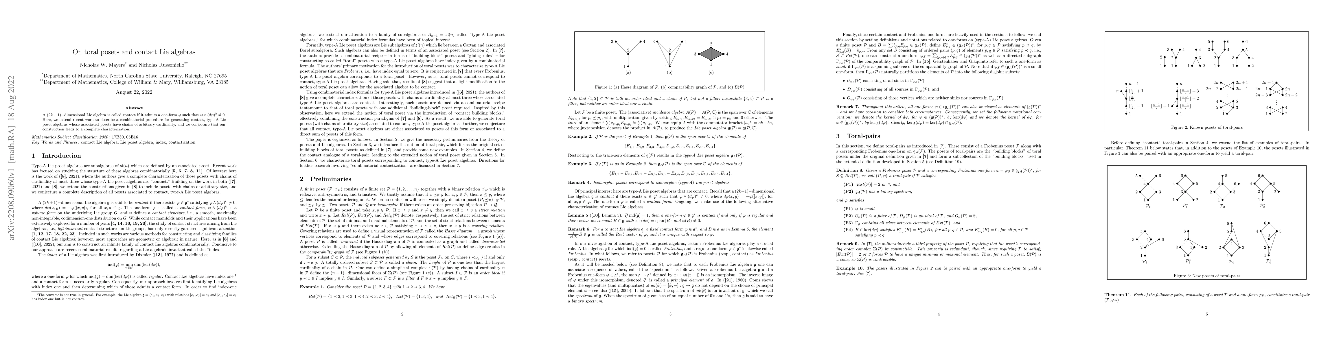 Thumbnail for On toral posets and contact Lie algebras