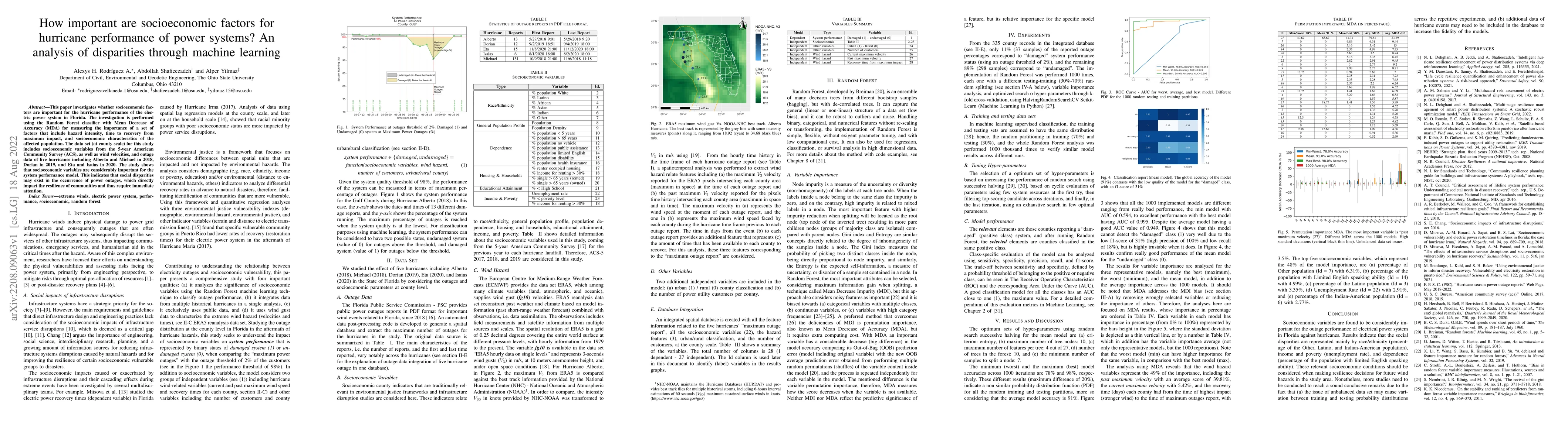 Thumbnail for How important are socioeconomic factors for hurricane performance of
  power systems? An analysis of disparities through machine learning