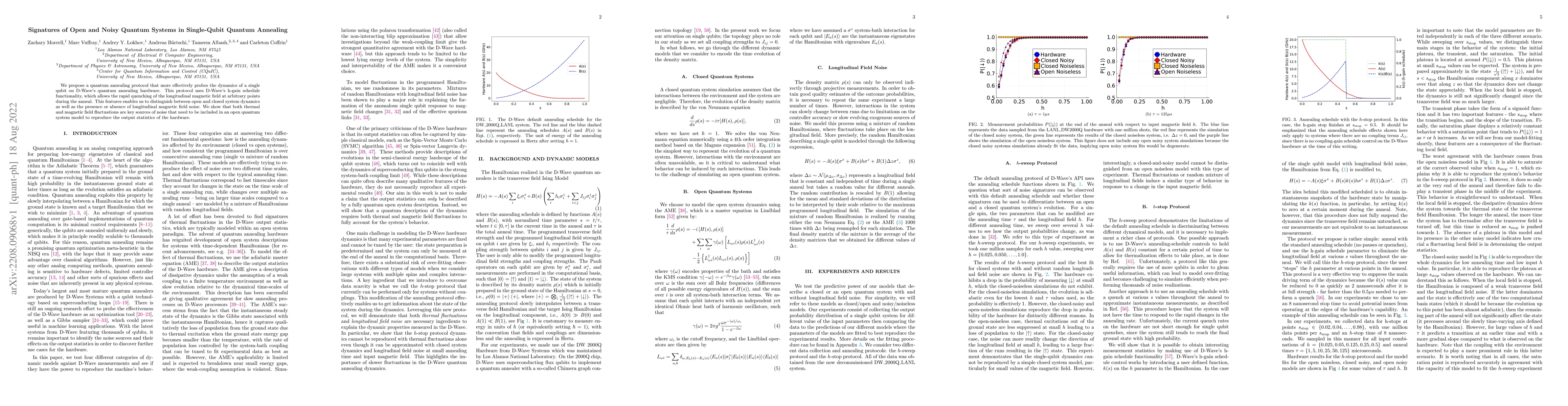 Thumbnail for Signatures of Open and Noisy Quantum Systems in Single-Qubit Quantum
  Annealing