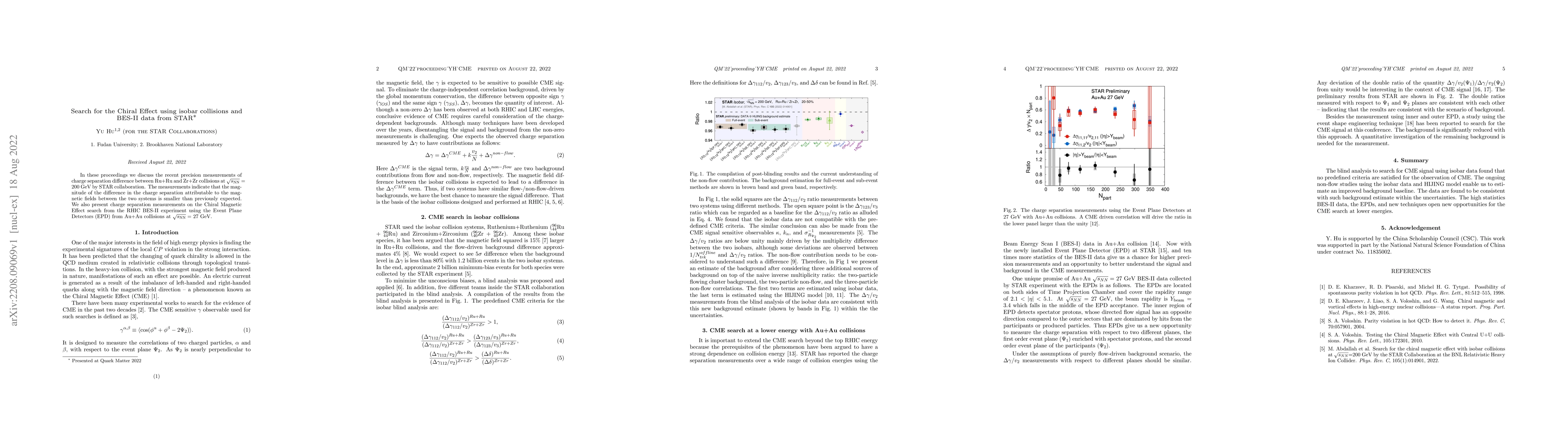 Thumbnail for Search for the Chiral Effect using isobar collisions and BES-II data
  from STAR