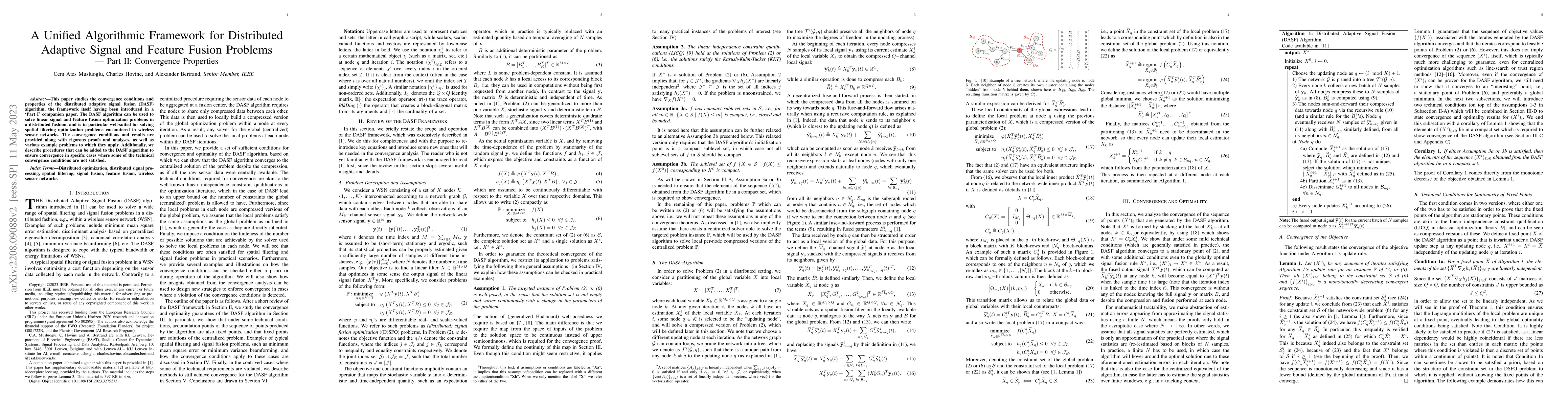 Thumbnail for A Unified Algorithmic Framework for Distributed Adaptive Signal and
  Feature Fusion Problems -- Part II: Convergence Properties