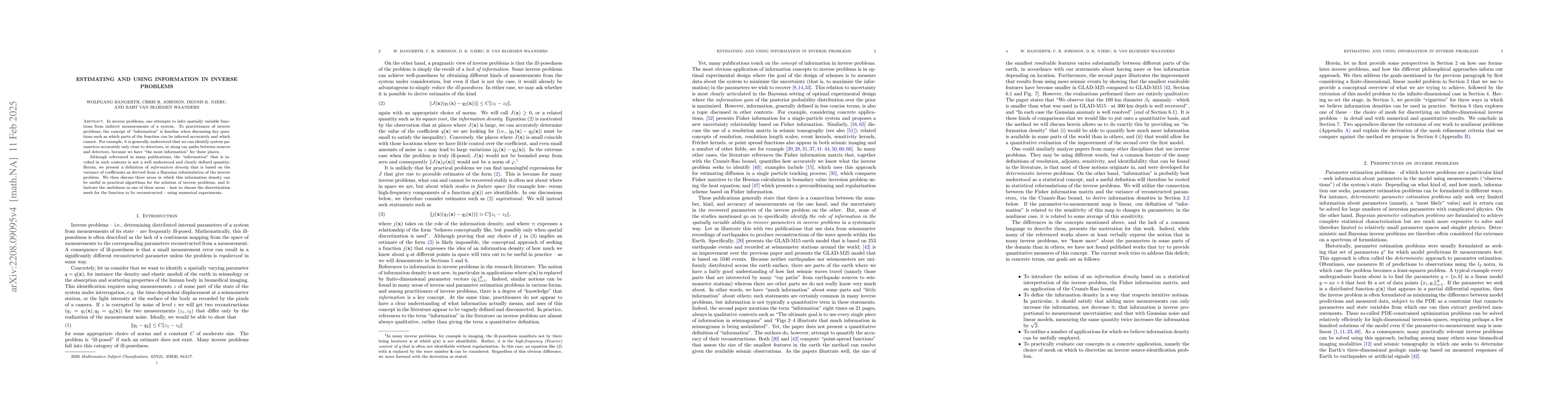 Thumbnail for Estimating and using information in inverse problems