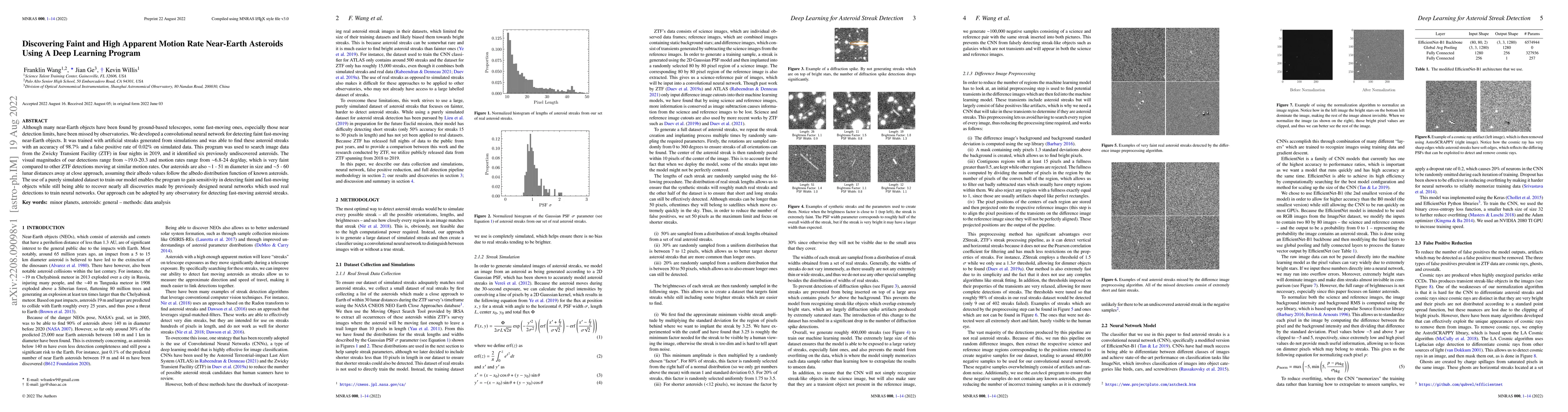 Thumbnail for Discovering Faint and High Apparent Motion Rate Near-Earth Asteroids
  Using A Deep Learning Program