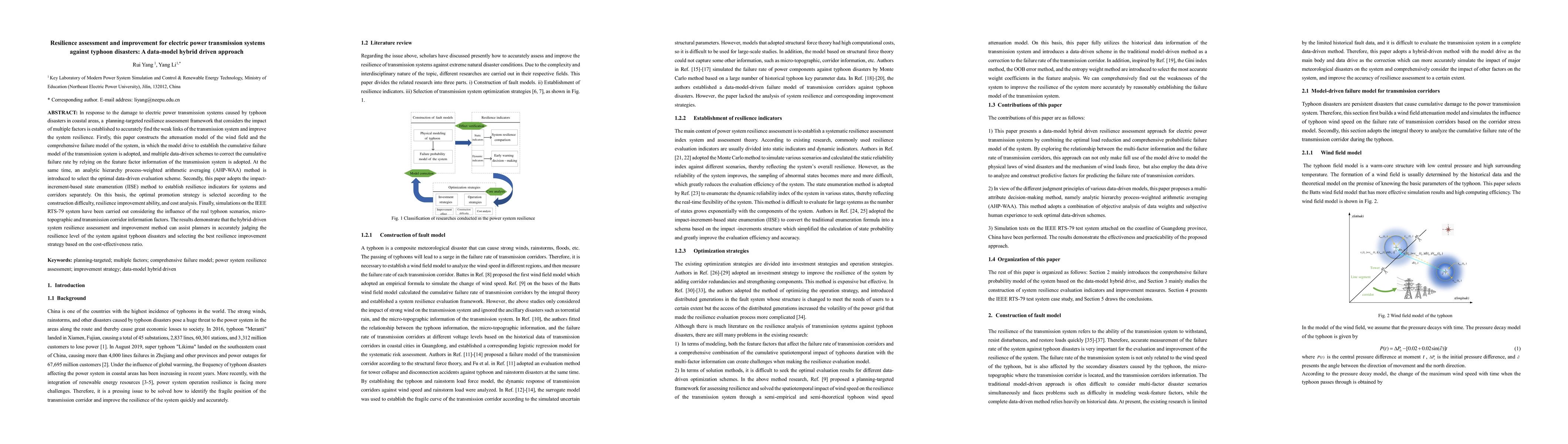 Thumbnail for Resilience assessment and improvement for electric power transmission
  systems against typhoon disasters: A data-model hybrid driven approach