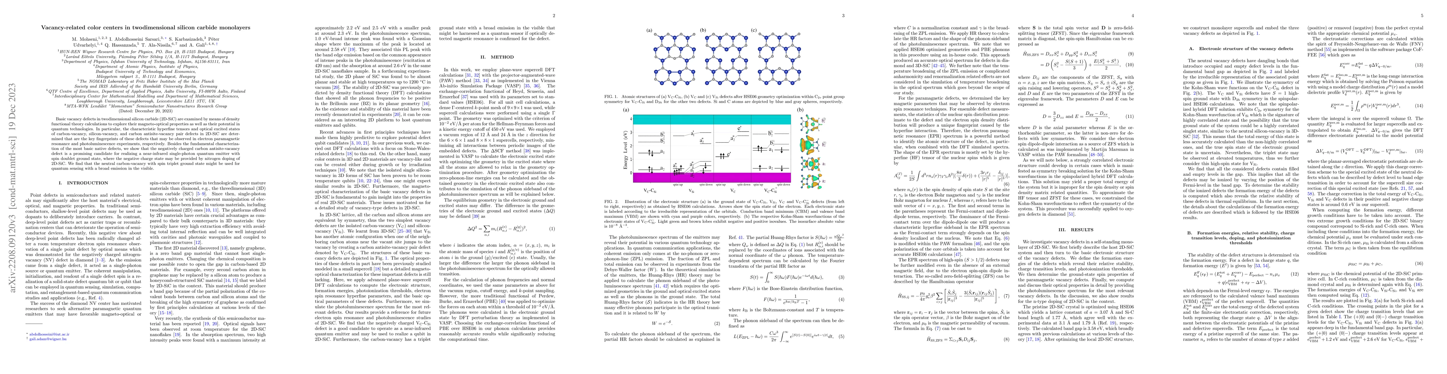 Thumbnail for Vacancy-related color centers in twodimensional silicon carbide
  monolayers