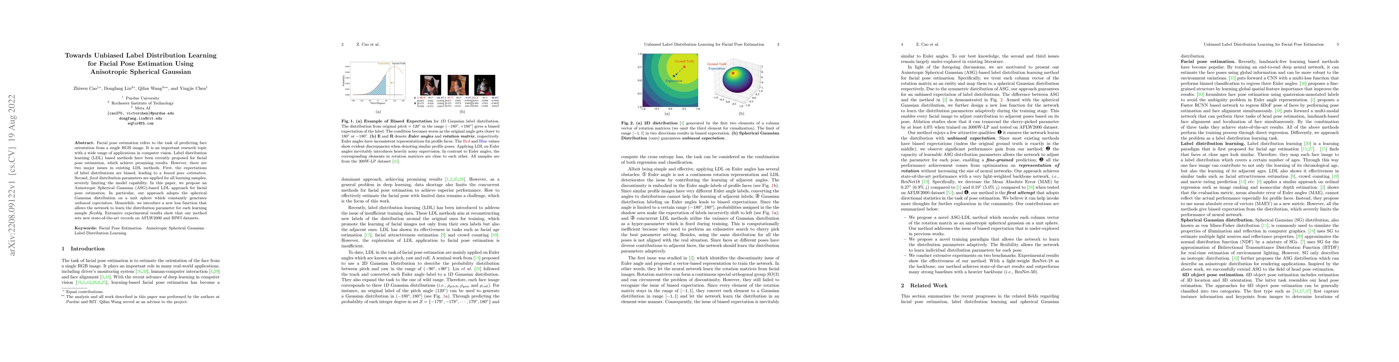 Thumbnail for Towards Unbiased Label Distribution Learning for Facial Pose Estimation
  Using Anisotropic Spherical Gaussian