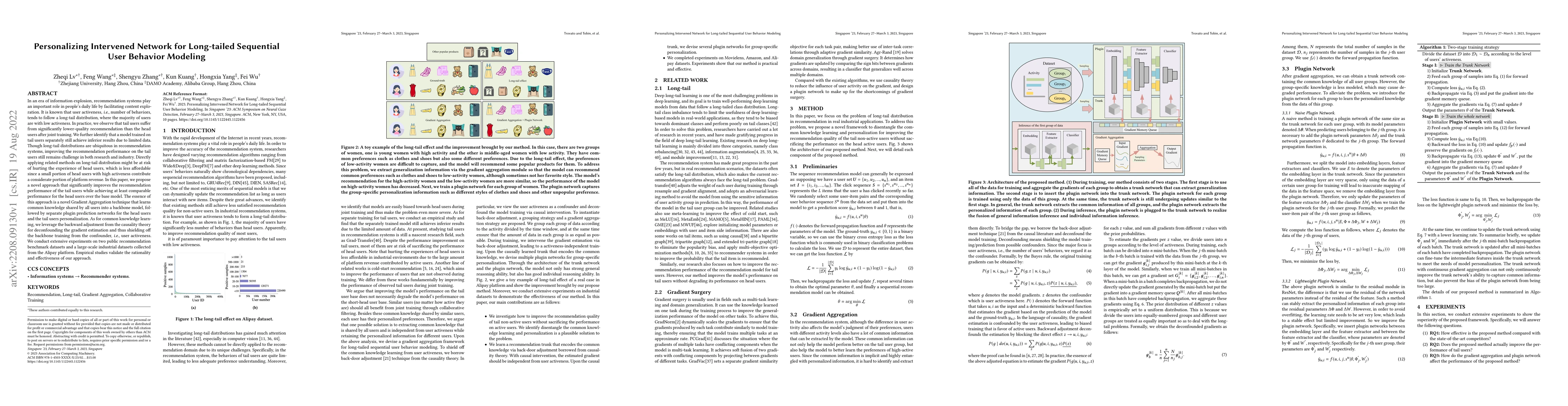 Thumbnail for Personalizing Intervened Network for Long-tailed Sequential User
  Behavior Modeling