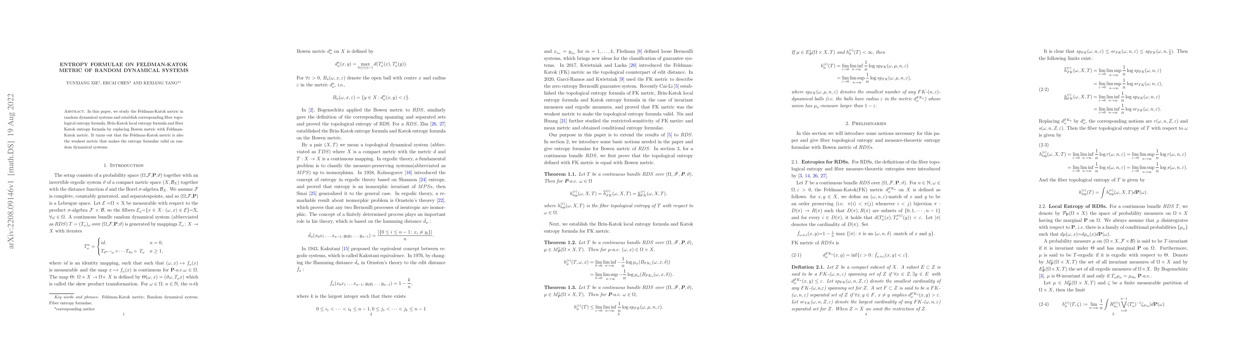 Thumbnail for Entropy Formulae on Feldman-Katok Metric of Random Dynamical Systems