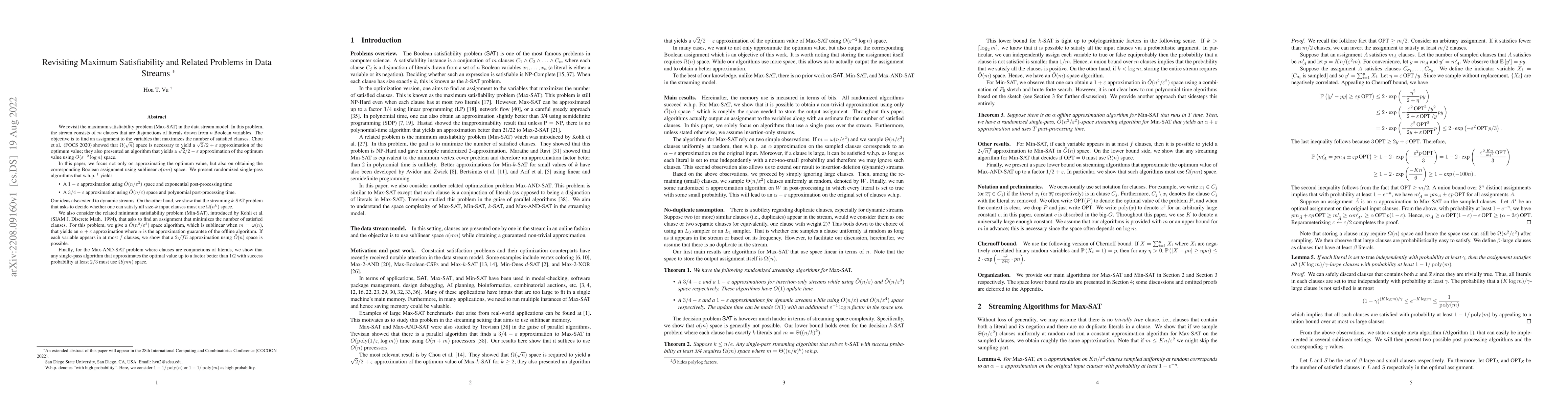 Thumbnail for Revisiting Maximum Satisfiability and Related Problems in Data Streams