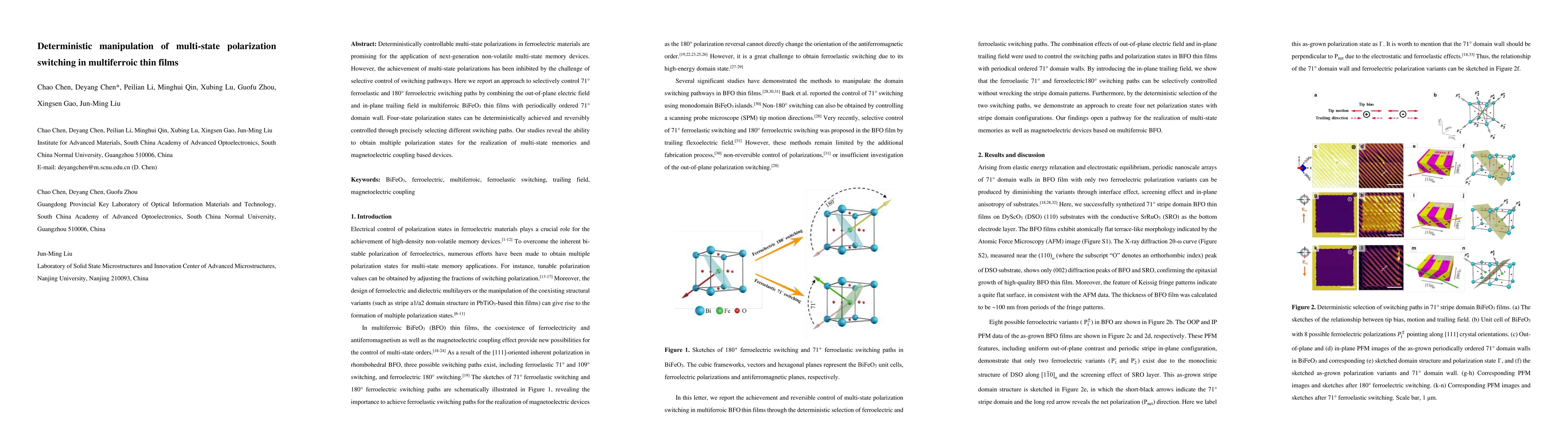 Thumbnail for Deterministic manipulation of multi-state polarization switching in
  multiferroic thin films