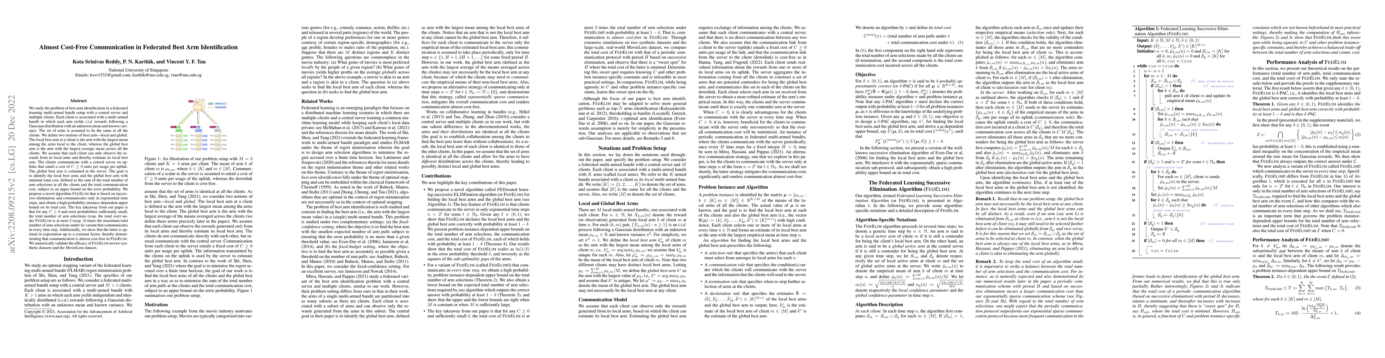 Thumbnail for Almost Cost-Free Communication in Federated Best Arm Identification
